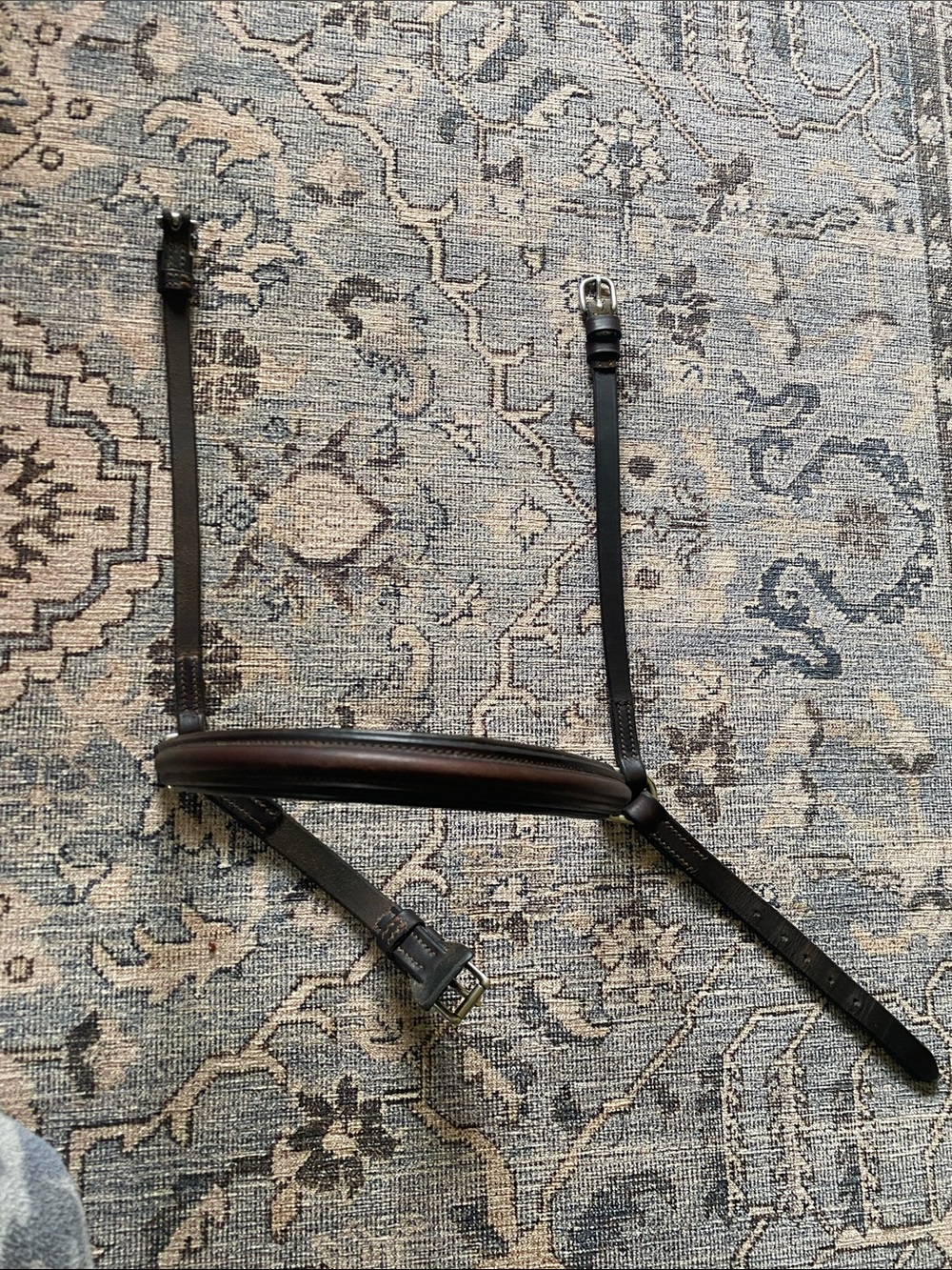 Dark brown Leather Padded horse Noseband Bridle Piece